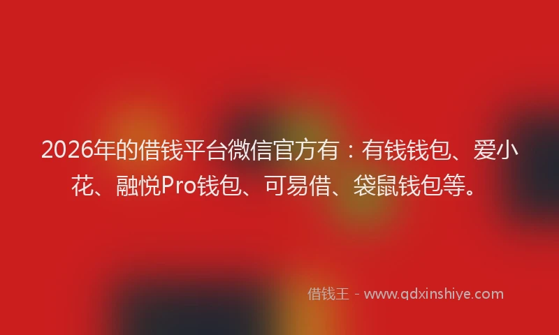 2026年的借钱平台微信官方有：有钱钱包、爱小花、融悦Pro钱包、可易借、袋鼠钱包等。
