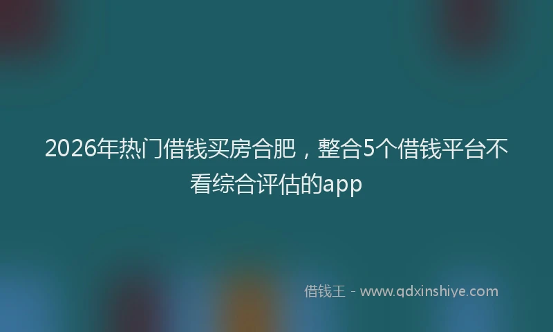 2026年热门借钱买房合肥，整合5个借钱平台不看综合评估的app