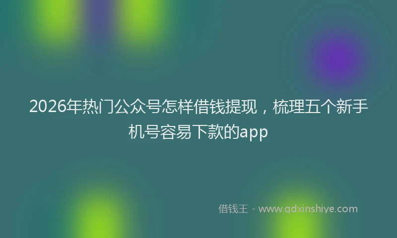 2026年热门公众号怎样借钱提现，梳理五个新手机号容易下款的app