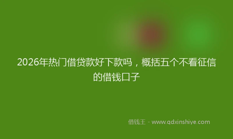 2026年热门借贷款好下款吗，概括五个不看征信的借钱口子