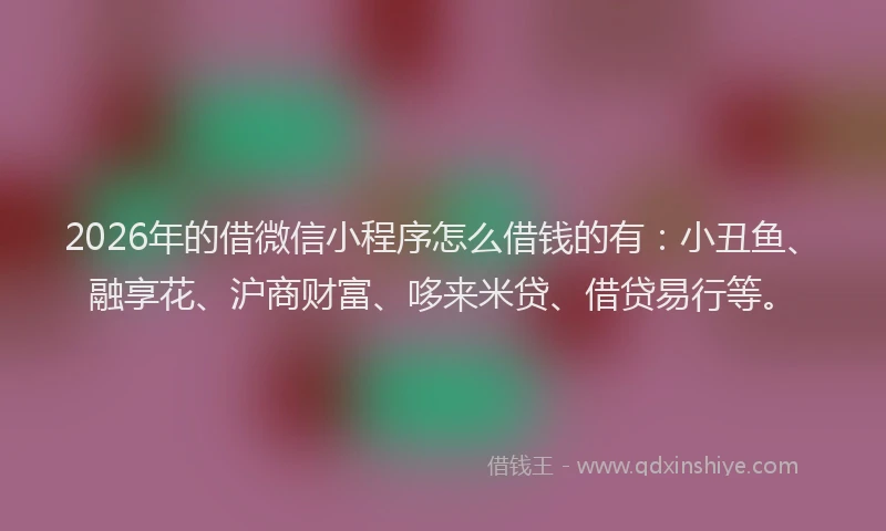 2026年的借微信小程序怎么借钱的有：小丑鱼、融享花、沪商财富、哆来米贷、借贷易行等。