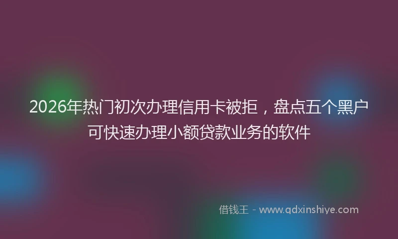 2026年热门初次办理信用卡被拒，盘点五个黑户可快速办理小额贷款业务的软件