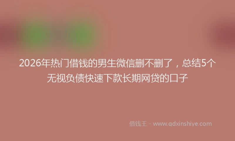 2026年热门借钱的男生微信删不删了，总结5个无视负债快速下款长期网贷的口子