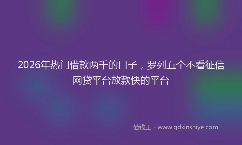 2026年热门借款两千的口子，罗列五个不看征信网贷平台放款快的平台