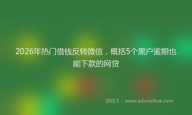 2026年热门借钱反转微信，概括5个黑户逾期也能下款的网贷