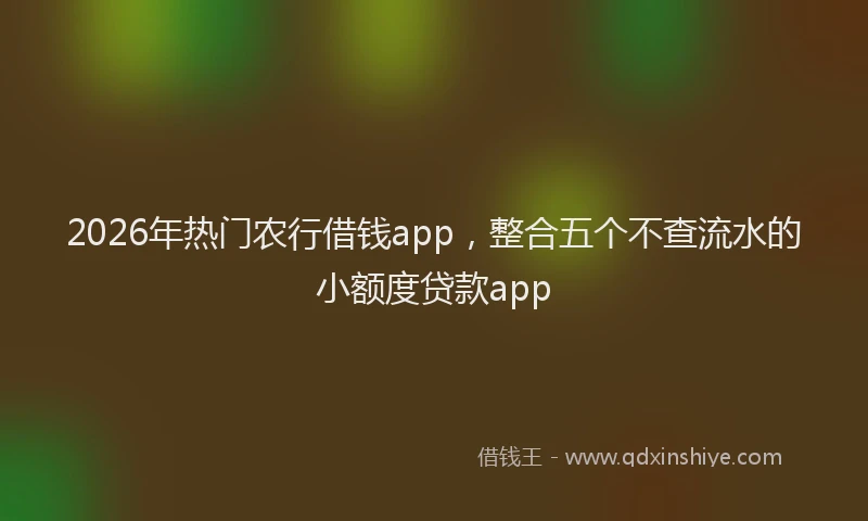 2026年热门农行借钱app，整合五个不查流水的小额度贷款app