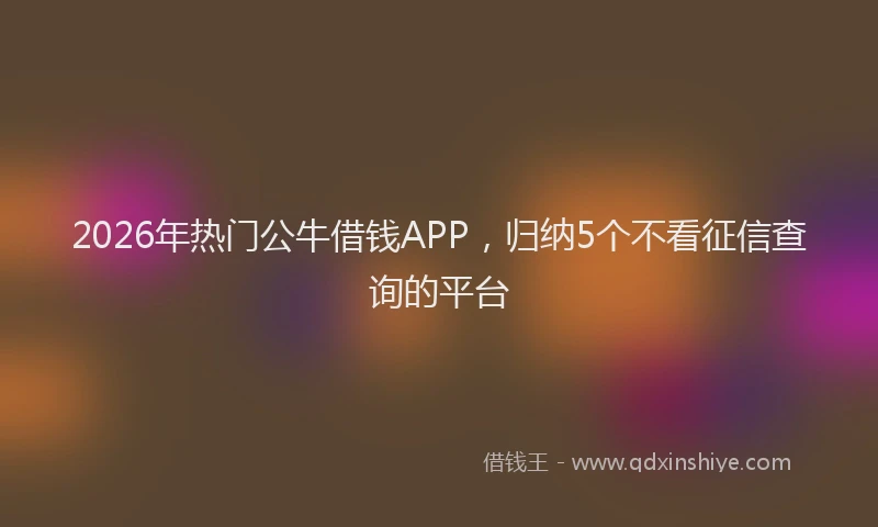 2026年热门公牛借钱APP，归纳5个不看征信查询的平台