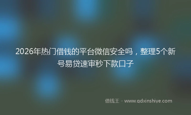 2026年热门借钱的平台微信安全吗，整理5个新号易贷速审秒下款口子