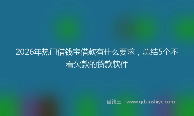 2026年热门借钱宝借款有什么要求，总结5个不看欠款的贷款软件