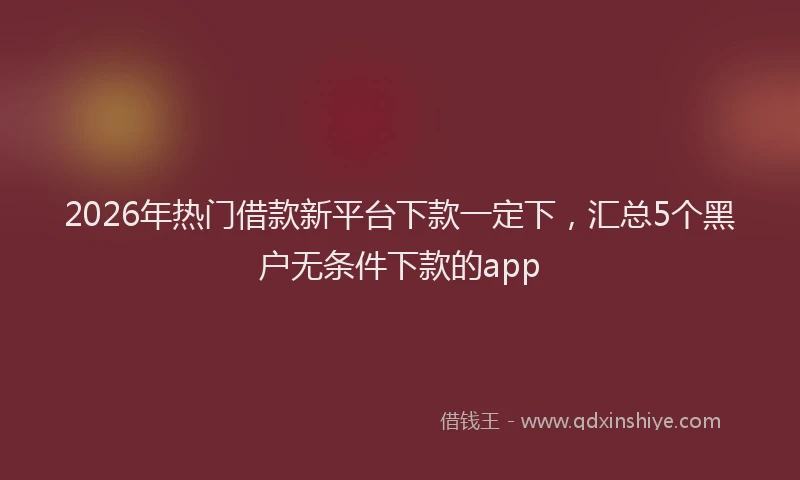 2026年热门借款新平台下款一定下，汇总5个黑户无条件下款的app