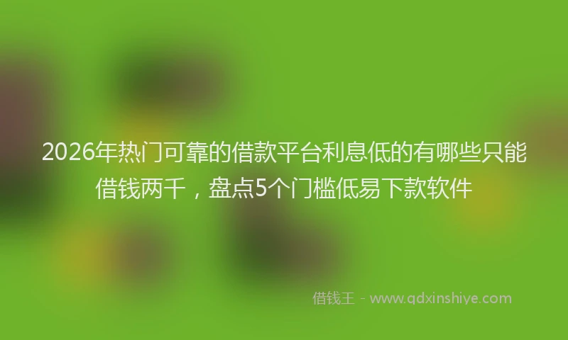 2026年热门可靠的借款平台利息低的有哪些只能借钱两千，盘点5个门槛低易下款软件