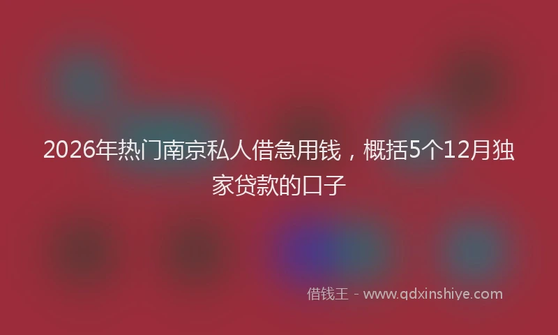 2026年热门南京私人借急用钱，概括5个12月独家贷款的口子