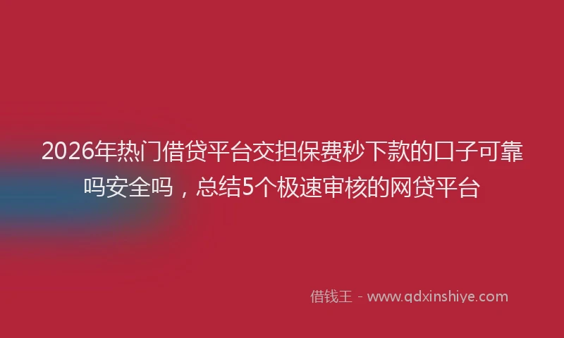 2026年热门借贷平台交担保费秒下款的口子可靠吗安全吗，总结5个极速审核的网贷平台