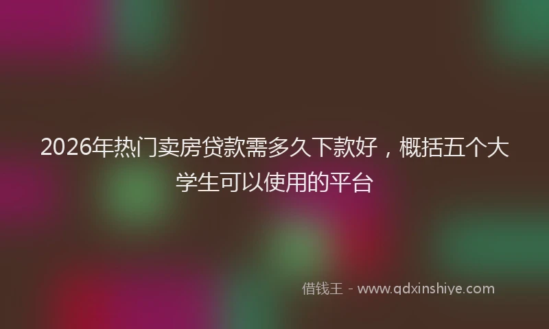 2026年热门卖房贷款需多久下款好，概括五个大学生可以使用的平台