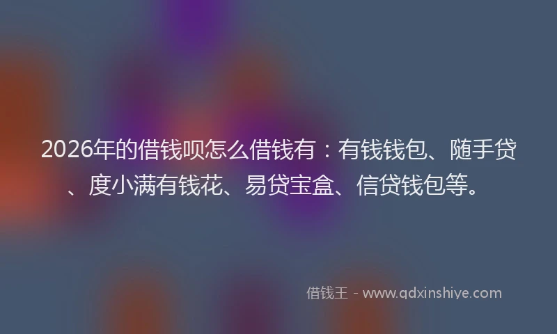 2026年的借钱呗怎么借钱有：有钱钱包、随手贷、度小满有钱花、易贷宝盒、信贷钱包等。