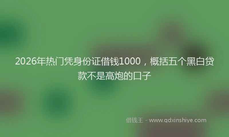 2026年热门凭身份证借钱1000，概括五个黑白贷款不是高炮的口子