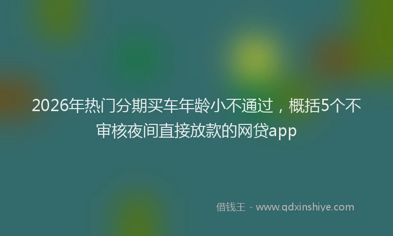 2026年热门分期买车年龄小不通过，概括5个不审核夜间直接放款的网贷app