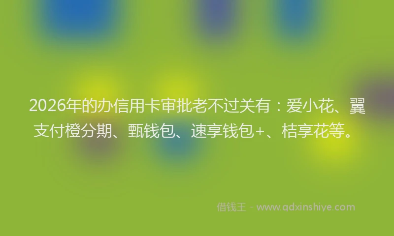 2026年的办信用卡审批老不过关有：爱小花、翼支付橙分期、甄钱包、速享钱包+、桔享花等。