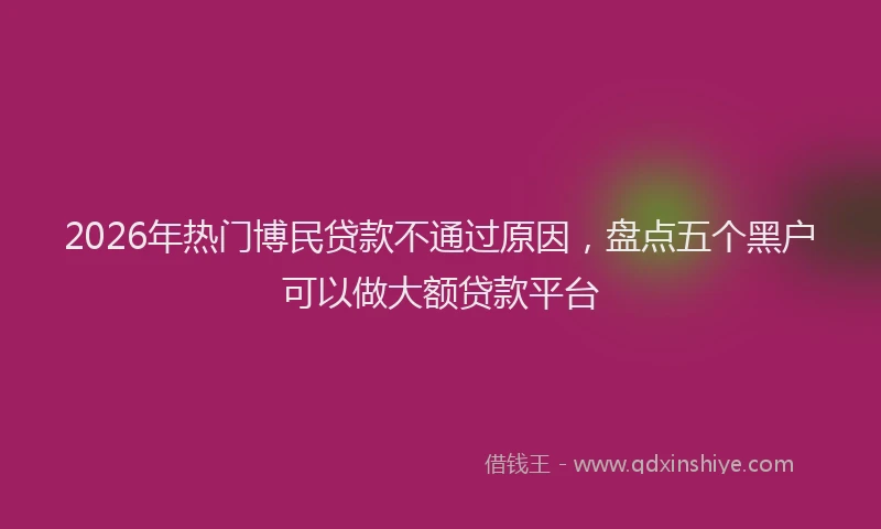 2026年热门博民贷款不通过原因，盘点五个黑户可以做大额贷款平台