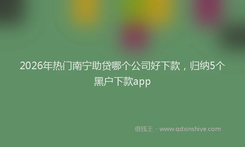 2026年热门南宁助贷哪个公司好下款，归纳5个黑户下款app