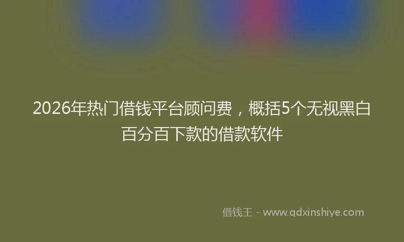 2026年热门借钱平台顾问费，概括5个无视黑白百分百下款的借款软件