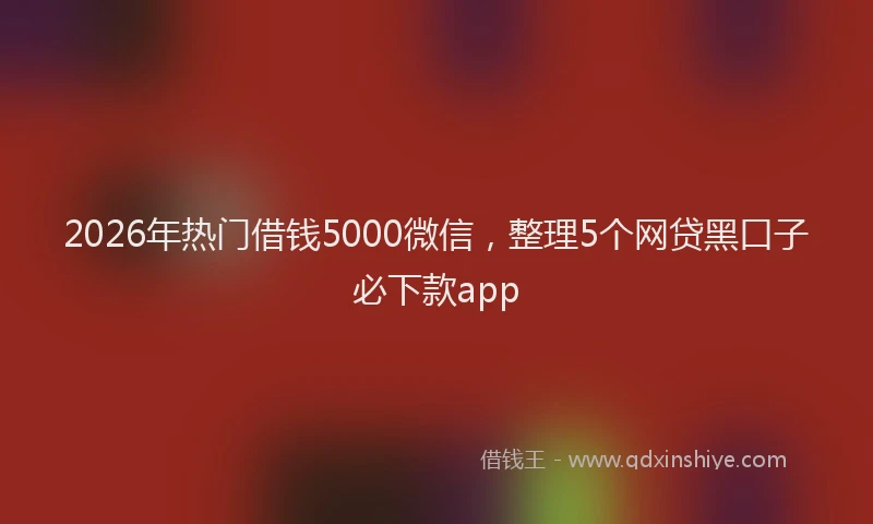 2026年热门借钱5000微信，整理5个网贷黑口子必下款app