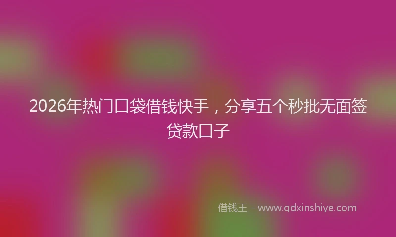 2026年热门口袋借钱快手，分享五个秒批无面签贷款口子
