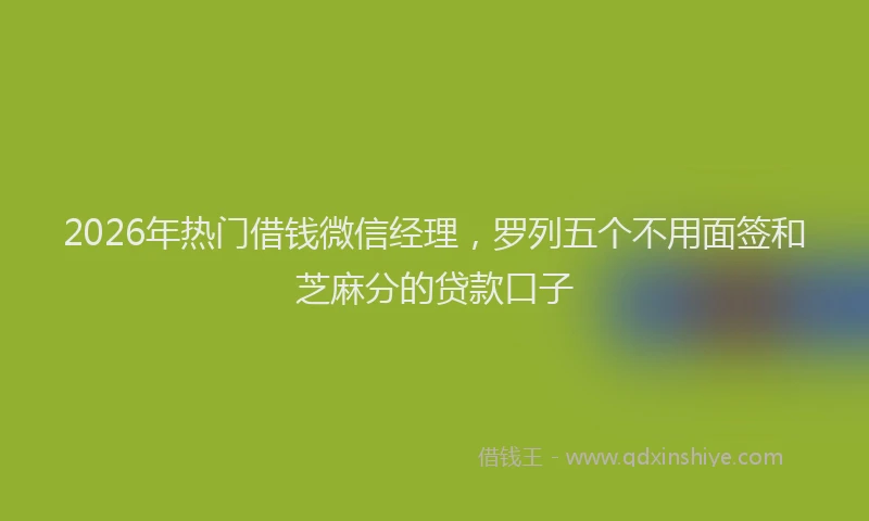 2026年热门借钱微信经理，罗列五个不用面签和芝麻分的贷款口子