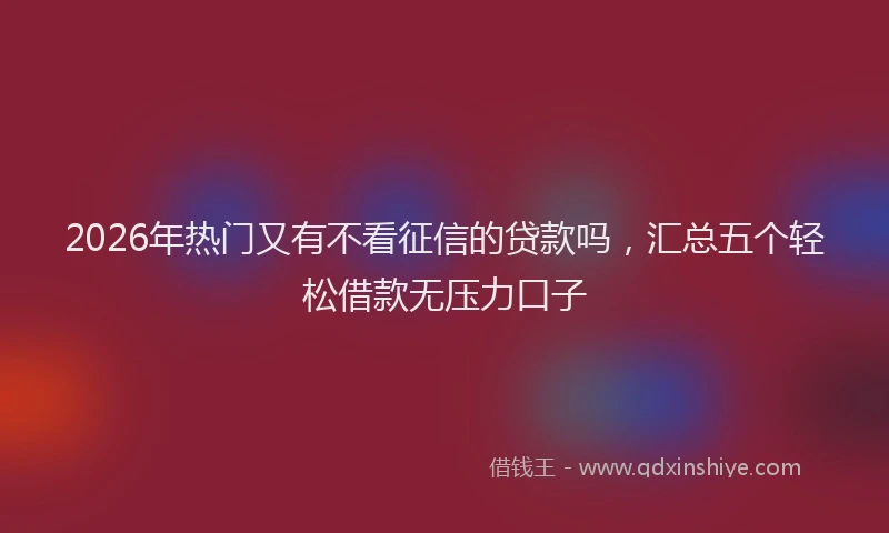 2026年热门又有不看征信的贷款吗，汇总五个轻松借款无压力口子