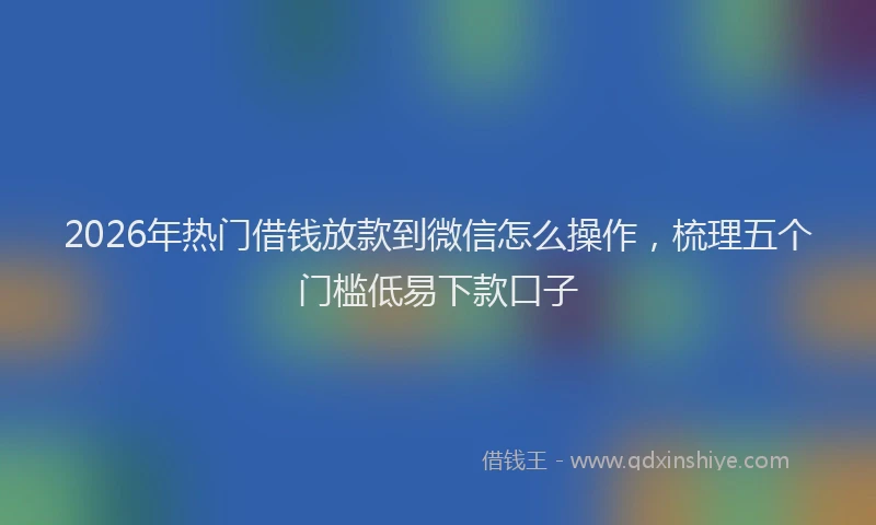 2026年热门借钱放款到微信怎么操作，梳理五个门槛低易下款口子
