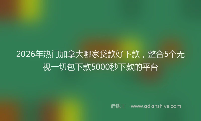 2026年热门加拿大哪家贷款好下款，整合5个无视一切包下款5000秒下款的平台