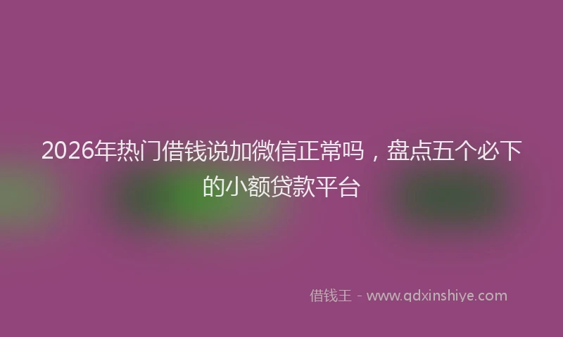2026年热门借钱说加微信正常吗，盘点五个必下的小额贷款平台