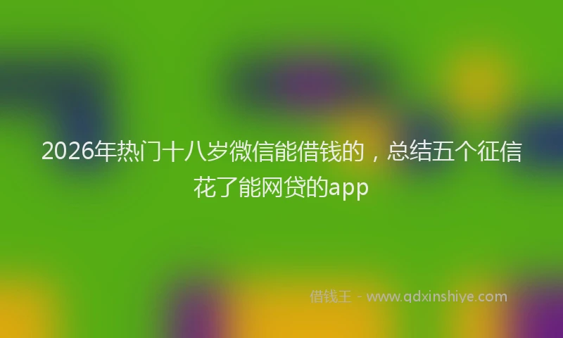 2026年热门十八岁微信能借钱的，总结五个征信花了能网贷的app
