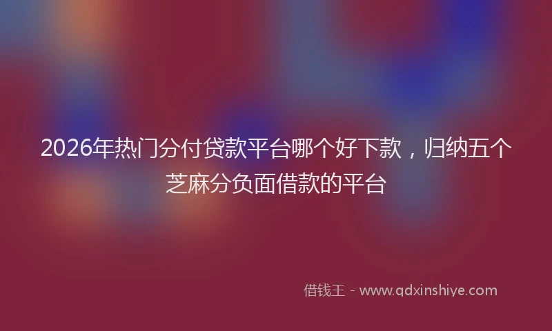2026年热门分付贷款平台哪个好下款，归纳五个芝麻分负面借款的平台