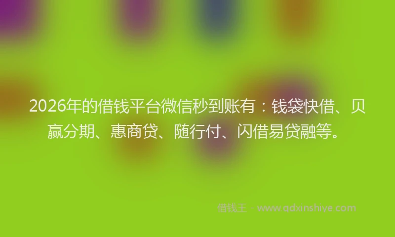 2026年的借钱平台微信秒到账有：钱袋快借、贝赢分期、惠商贷、随行付、闪借易贷融等。