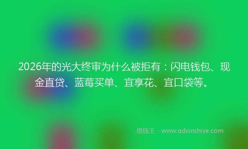 2026年的光大终审为什么被拒有：闪电钱包、现金直贷、蓝莓买单、宜享花、宜口袋等。