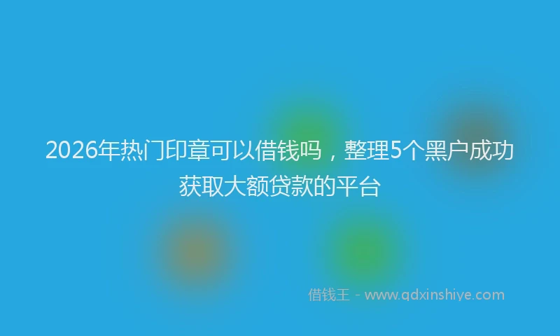 2026年热门印章可以借钱吗，整理5个黑户成功获取大额贷款的平台