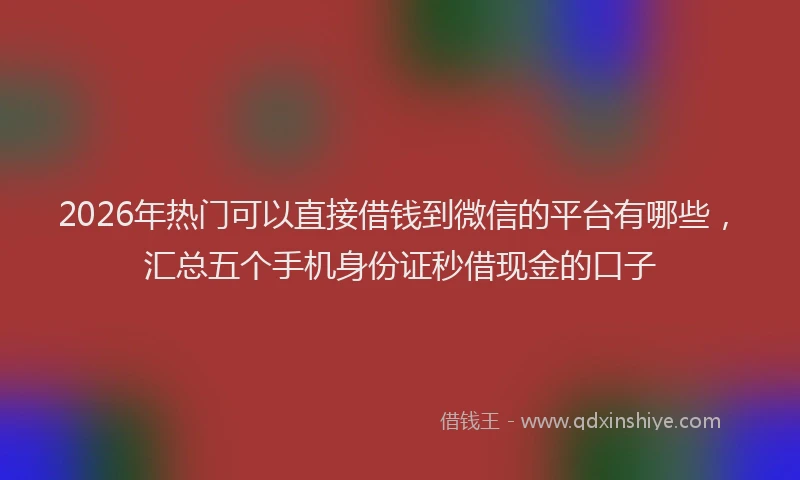 2026年热门可以直接借钱到微信的平台有哪些，汇总五个手机身份证秒借现金的口子