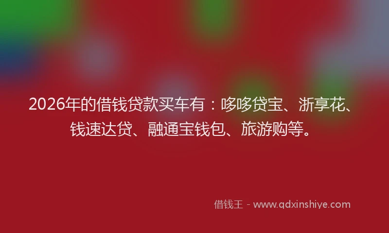 2026年的借钱贷款买车有：哆哆贷宝、浙享花、钱速达贷、融通宝钱包、旅游购等。