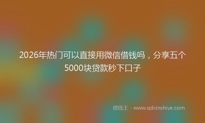 2026年热门可以直接用微信借钱吗，分享五个5000块贷款秒下口子