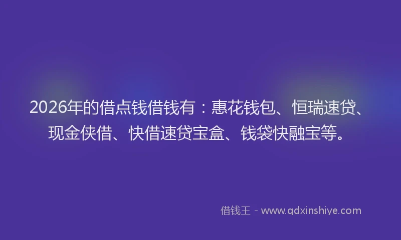 2026年的借点钱借钱有：惠花钱包、恒瑞速贷、现金侠借、快借速贷宝盒、钱袋快融宝等。