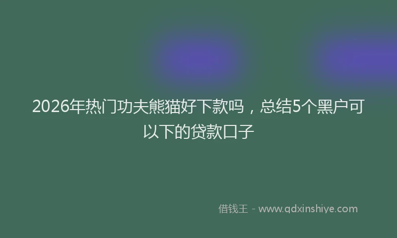 2026年热门功夫熊猫好下款吗，总结5个黑户可以下的贷款口子