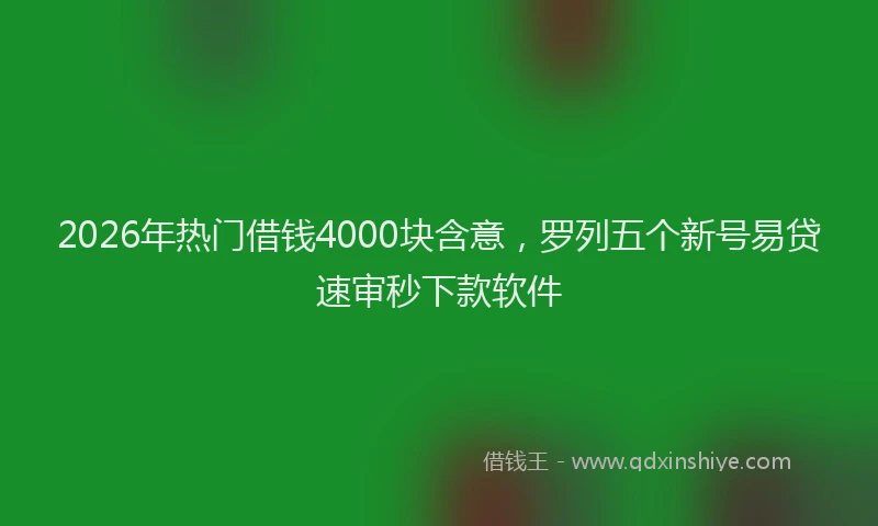 2026年热门借钱4000块含意，罗列五个新号易贷速审秒下款软件