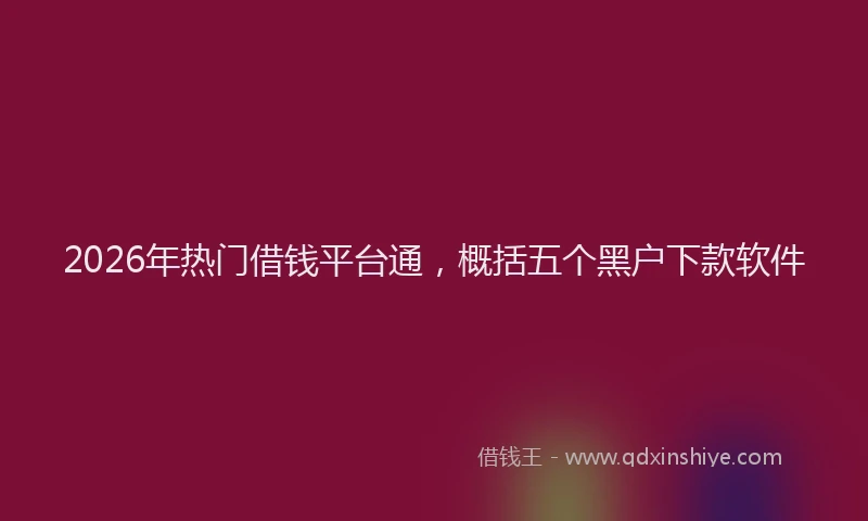 2026年热门借钱平台通，概括五个黑户下款软件