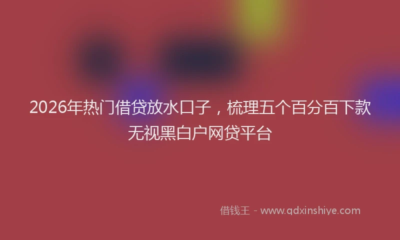 2026年热门借贷放水口子，梳理五个百分百下款无视黑白户网贷平台