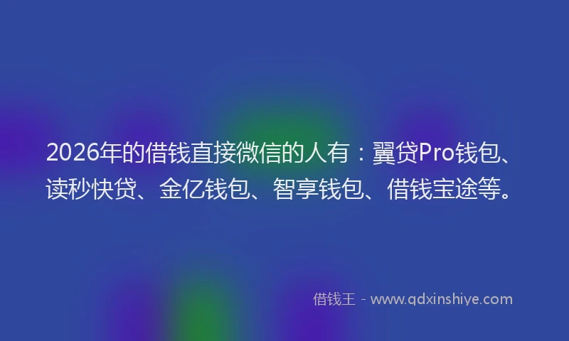 2026年的借钱直接微信的人有：翼贷Pro钱包、读秒快贷、金亿钱包、智享钱包、借钱宝途等。