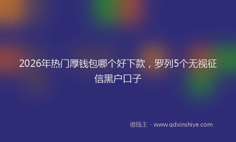 2026年热门厚钱包哪个好下款，罗列5个无视征信黑户口子