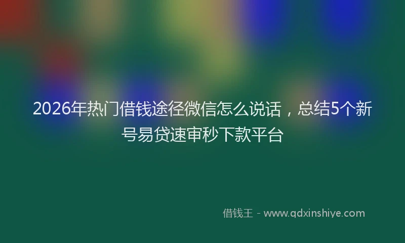 2026年热门借钱途径微信怎么说话，总结5个新号易贷速审秒下款平台