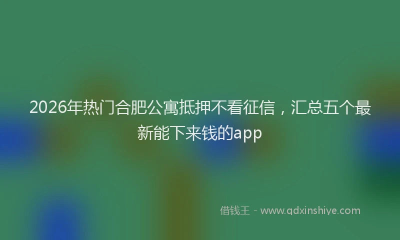 2026年热门合肥公寓抵押不看征信，汇总五个最新能下来钱的app