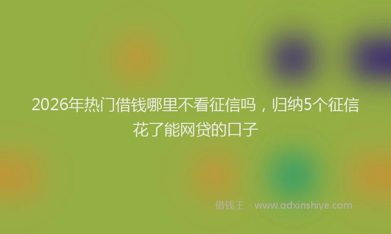 2026年热门借钱哪里不看征信吗，归纳5个征信花了能网贷的口子